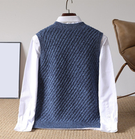 Gilet en laine à col en V pour homme, cardigan personnalisé avec logo, couleur unie, tricoté, sans manches, pull en laine rayé, vente directe d'usine