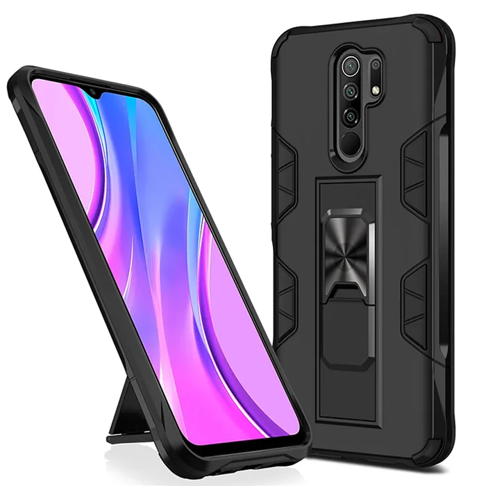 ARMOR Case Hard PC Soft TPU Hybrid Shockproof car phone holder Kickstand Phone Case for Xiaomi Redmi 9 Back Cover Case