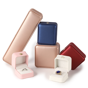 Custom Logo Luxury White PU Leather Square Jewelry <b>Box</b> Velvet Lining Buckle Closure Decoration Corner <b>Ring</b> Necklace Pendant - Product Image 4