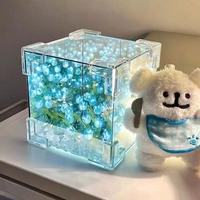 Regalo Fai-da-Te per la Festa della Mamma: Cubo Magico con Luce Notturna a Forma di Tulipano, Lampada a LED Artificiale con Specchio, Alimentata a Batteria