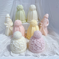 Moldes de silicona para velas de cera de soja con forma de gorro navideño de punto (gorro de Papá Noel), para decoración del hogar en Nochebuena, y molde de silicona para pasteles con forma de gorro de invierno.