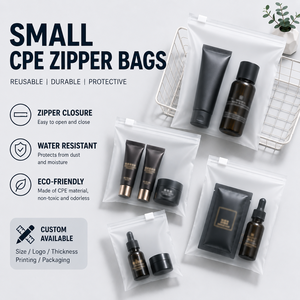 Custom Printed Logo Clear Matte CPE Zipper <b>Bags</b>, Portable Travel Storage Plastic Pouches for Skincare & Perfume Samples - Product Image 1