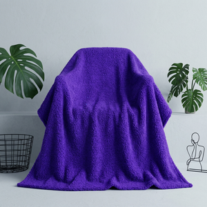 Knitted <b>Fabric</b> 100% <b>Polyester</b> Medium Weight Knitted Solid Purple Color Soft <b>Fabric</b> Cover - Product Image 1
