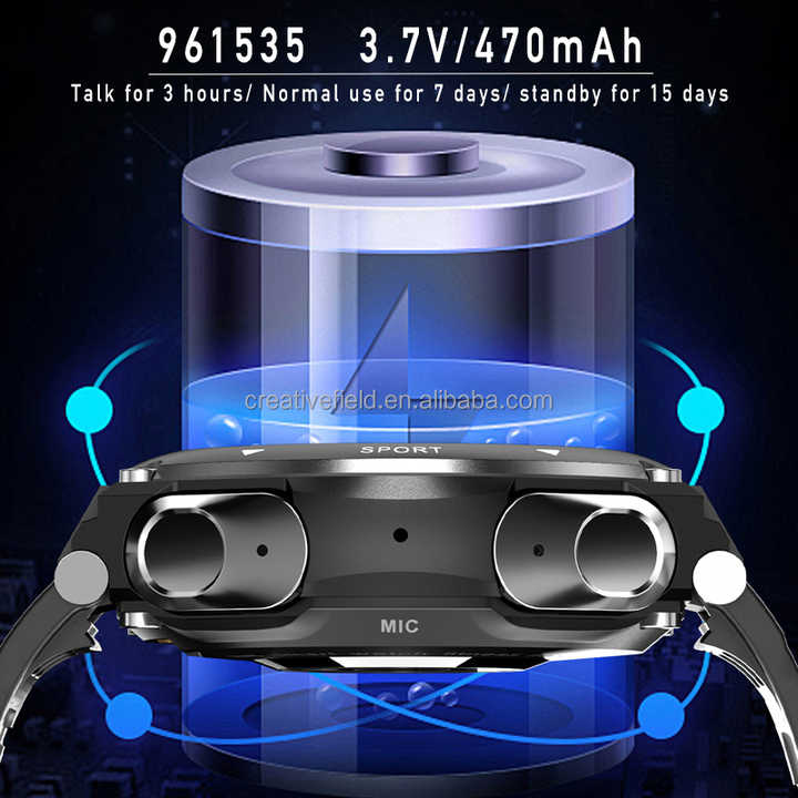 BT Talk Play Music GPS Track Sport Heart Rate Men's Smartwatch Headset TWS 2-in-1 Headset Smartwatch 2-in-1
