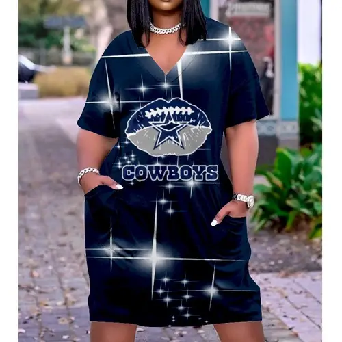 2022 Custom Print Summer short sleeve midi Loose dress Football Teams Logo Print Women Casual Clothes Dresses