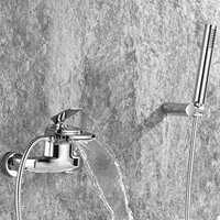 Robinet de baignoire-douche mural en laiton poli, chromé poli, salle de bains, ensemble de douche à main, robinet de bain-douche UK