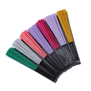 Éventail pliant en plastique peint, couleur unie, grand format, idéal pour le bricolage, best-seller, cadeau de danse et de kung-fu, avec paillettes - Product Image 1