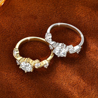 Bague de mariage vintage européenne à motif en spirale à cinq pierres en moissanite ronde de 6,5 mm (1,0 ct) couleur D VVS1 la plus populaire pour femme