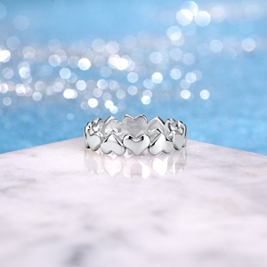 Anello Nuziale in Argento Sterling S925 Placcato Oro 14K e Rodio con Design a Cuori Interconnessi Lucidati per Donne - Product Image 3
