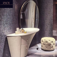 Miroir de courtoisie de luxe OEM/ODM pour villa moderne Chambre à coucher principale Table de maquillage de haute qualité et économique Rangement réglable