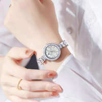 Jam Tangan Wanita JM 1903 Mermaid Mewah Ringan Model Gelang Berlian Penuh Jam Quartz Fashion Wanita Hadiah