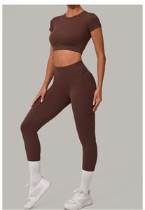 Nuevo Conjunto de Yoga Ajustado y de Secado Rápido, Conjunto Deportivo de Manga Corta <span class=keywords><strong>para</strong></span> <span class=keywords><strong>Correr</strong></span>, Ropa Deportiva con Espalda Descubierta <span class=keywords><strong>para</strong></span> <span class=keywords><strong>Mujer</strong></span> - Product Image 2