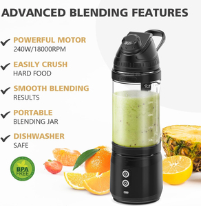 New Portable Blender USB Rechargeable Multi-Functional Smoothie Maker with Stainless Steel Blades for Travel <b>Camping</b> Sport - Product Image 2