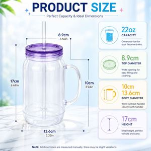 Gobelet réutilisable de 22 oz sans BPA, personnalisable, avec poignée et paille, pour globe à neige DIY, couleur personnalisée, sérigraphie, vente en gros - Product Image 4
