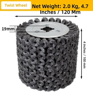 <span class=keywords><strong>Brosse</strong></span> métallique torsadée robuste 120x100mm, alvéole de 19mm, pour finition brossée de l'acier inoxydable - Product Image 2