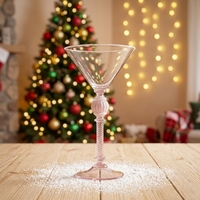 Verre à Martini rose à tige torsadée avec décoration perlée, gobelet à cocktail vintage pour mariage, bar, fête, vaisselle de bar
