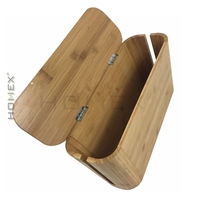 Boîte de rangement pour câbles en bambou naturel, avec couvercle à charnière, organiseur de fils pour bureau