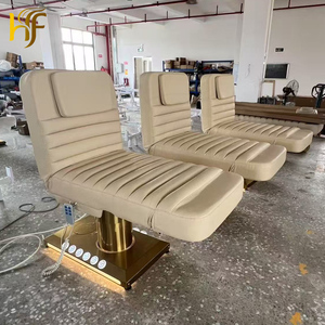 Lettino Elettrico Professionale di Lusso in Acciaio Inox Dorato con 3 Motori, Curvo, per Salone, Spa, Trattamenti Ciglia, Massaggi e Bellezza Facciale - Product Image 1