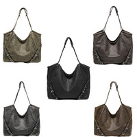 Sac fourre-tout vintage Y2K en PU pour moto, grande capacité, sac à bandoulière délavé avec boucle et surpiqûres pour les tenues quotidiennes des femmes modernes