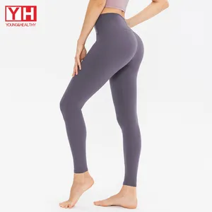 Tessuto di alta qualità da donna in esecuzione palestra Fitness sport Yoga pantaloni poliestere Spandex senza cuciture Scrunch collant Leggings