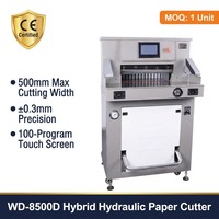 Cortadora de Papel Hidráulica WD-8500D de 500 mm con Precisión de ±0.3 mm |   80 mm de grosor |   Pantalla Táctil de 100 Programas |   Certificado CE