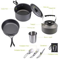 Batterie de cuisine de camping en plein air Portable Backpacking Barbecue Pots Picnic Bowl Cookware Camping Cooking Set