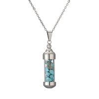 Collier Pendentif Bouteille de Parfum Ouvrable en Verre, Chaîne en Acier Inoxydable Argenté, Pierres de Guérison en Cristal – Vente en Gros