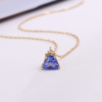 Collier en or 18 carats avec saphir pour femme, best-seller transfrontalier, pendentif géométrique tendance, style naturel et adorable, polyvalent