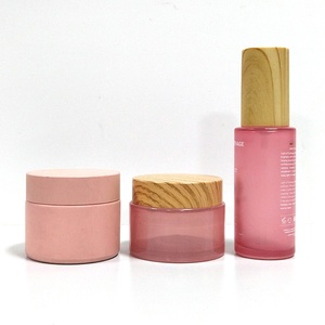 20ml 30ml 40ml 50ml Transparent pink Empty Essential Oil Serum Eye <b>Drop</b> Glass Bottle Bamboo Water Transfer Pump Caps - Product Image 2