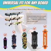 Présentoir de planche à roulettes en acrylique-Support de planche à roulettes horizontal mural avec cintres pour snowboard Longboard