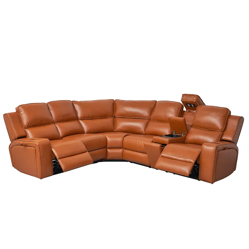 Air Leather Power Sofa Reclinable L Shape Sectional Couch Corner Sofa Large Sofa Sets for Living Room Modern Divano PP Cotton