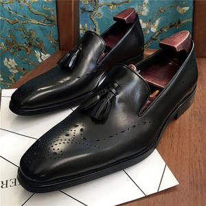 Zapatos de cuero hechos a mano de nuevo estilo - zapatos formales de vestir para hombre con incrustaciones de cuero - zapatos modernos de estilo británico juvenil - Product Image 6