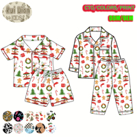 Ensemble de pyjamas de Noël personnalisés pour enfants, en fibre de bambou douce, avec boutons, vêtements de nuit OEM/ODM pour garçons et filles