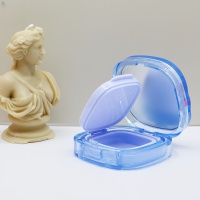 Boîtier vide pour fond de teint coussin d'air Yuecai 15g, carré arrondi, bleu translucide, couvercle strié, miroir, emballage cosmétique pour crème BB
