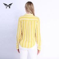 Tops en coton à rayures jaunes de style occidental pour femmes, chemisiers décontractés en popeline