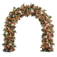 Arche florale moderne en rose orange brûlé avec guirlande de verdure, faite à la main, pour jardin extérieur, gazebo, toile de fond de scène, Fête des Mères