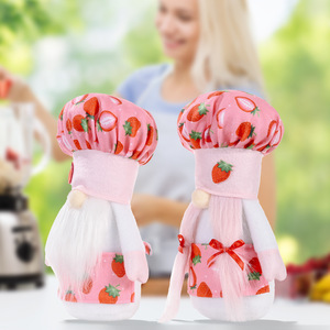 Nouveau produit transfrontalier pour la Fête des Mères : Figurine Rudolph en forme de chapeau de chef fraise pour la décoration intérieure et les vitrines - Product Image 1