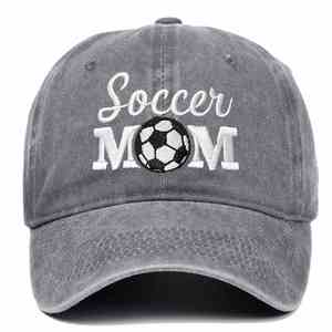 Gorra de Béisbol de 6 Paneles, de Lona Estampada con Diseño de Mamá Futbolista, de Algodón Vintage, Suave y Ajustable, al por Mayor - Product Image 5
