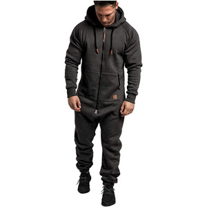 Combinaison en molleton à capuche unie pour homme, tenue de sport décontractée, vêtements à capuche pour homme, salopette, vêtement une pièce - Product Image 2