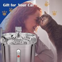 Portable 2.2L Acier Inoxydable Automatique Chat Distributeur D'eau Écologique Élégant 2.2L Chat Fontaine D'eau Niveau Fenêtre Potable