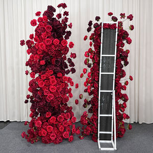 ซุ้มดอกไม้ประดิษฐ์สีแดงเข้มหรูหรา ทำด้วยผ้าไหม รูปทรงโค้ง สำหรับตกแต่งงานเลี้ยงฉลองสมรส - Product Image 3