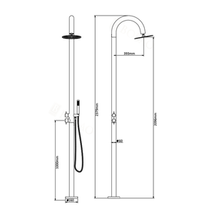 <span class=keywords><strong>Colonne</strong></span> de douche sur pied en acier inoxydable brossé, mitigeur eau froide et chaude, 2 fonctions (pluie et massage), <span class=keywords><strong>robinet</strong></span> de douche pour piscine extérieure - Product Image 5