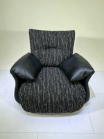 Fauteuil pivotant inclinable de luxe de style scandinave moderne, rembourré en cuir, avec structure en acier au carbone, directement de l'usine, pour un confort optimal
