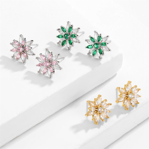 Rakol EP5600ต่างหูเม็ดเดี่ยวประดับเพชรพลอยสีชมพูสีเขียวแบบคลาสสิกลายดอกทานตะวันดีไซน์ใหม่ต่างหูสำหรับผู้หญิง - Product Image 2