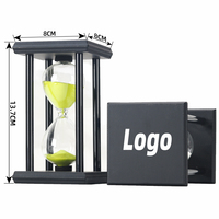 Personalizado hecho a mano Blanco/Negro marco de madera cristal cuadrado reloj de arena 30/60 minutos cumpleaños graduación boda hogar Decoración regalo personalizado