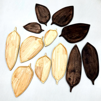 Assiette de service en bois en forme de feuille, faite à la main, design minimaliste, couleur unie, pour les occasions festives