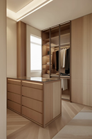 Système de dressing moderne de luxe en bois massif, armoire sur mesure avec portes en placage de bois, service de conception gratuit pour chambre et salon