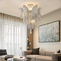Lustre moderne en aluminium de style nordique de luxe avec franges en chaîne et pampilles pour salon, chambre à coucher, hôtel, avec télécommande LED