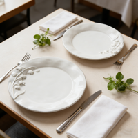 Vaisselle en céramique de style français, motif de fleurs de lilas en relief, blanc, résistante aux micro-ondes et au lave-vaisselle, assiette à dîner et à dessert