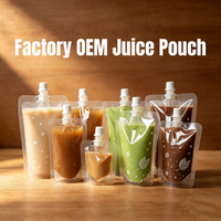 Bolsa de Plástico Transparente Personalizada con Boquilla para Bebidas, Leche y Líquidos, de 50ml, 100ml, 150ml, 200ml, 250ml, 380ml y 500ml